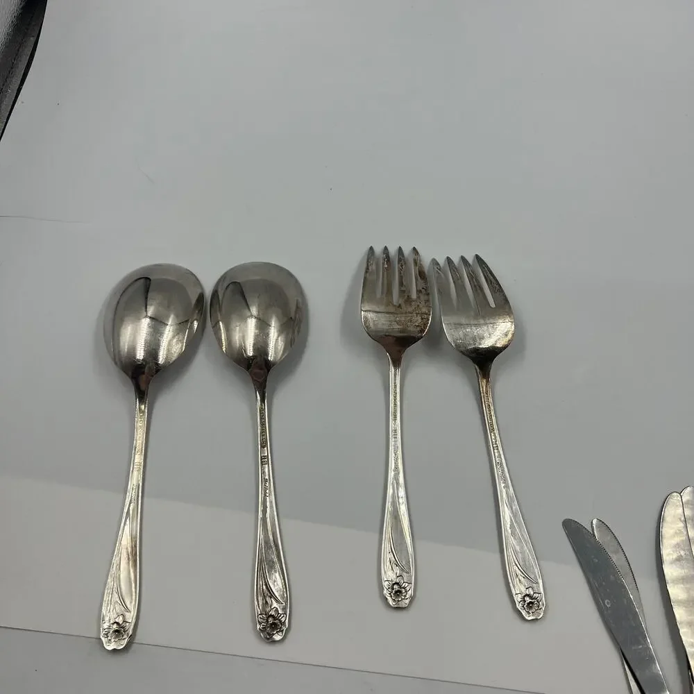 Vintage American Rogers Premier Stainless Flatware Set‎ Chapel Hill 28 Pieces
